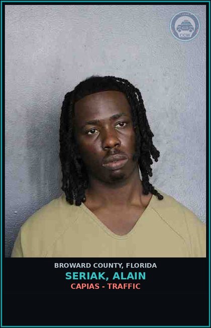 CCW arrest card for SERIAK, ALAIN in Broward County: CAPIAS - TRAFFIC
