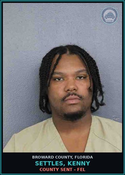 CCW arrest card for SETTLES, KENNY in Broward County: COUNTY SENT - FEL
