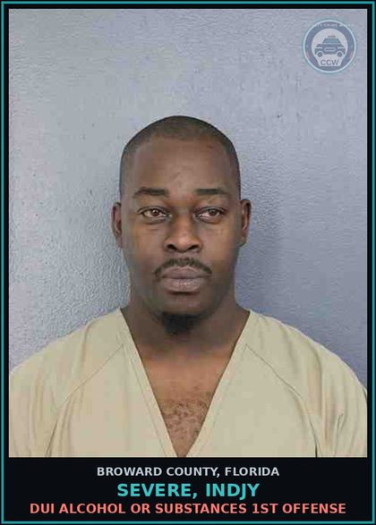 CCW arrest card for SEVERE, INDJY in Broward County: DUI ALCOHOL OR DRUGS  1ST OFFENSE