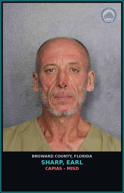 CCW arrest card for SHARP, EARL in Broward County: CAPIAS - MISD