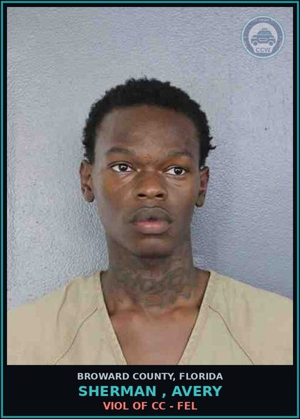 CCW arrest card for SHERMAN , AVERY in Broward County: VIOL OF CC - FEL