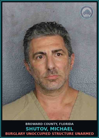 CCW arrest card for SHUTOV, MICHAEL in Broward County: COURT ORDER