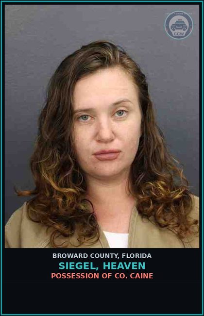 CCW arrest card for SIEGEL, HEAVEN in Broward County: POSSESSION OF COCAINE