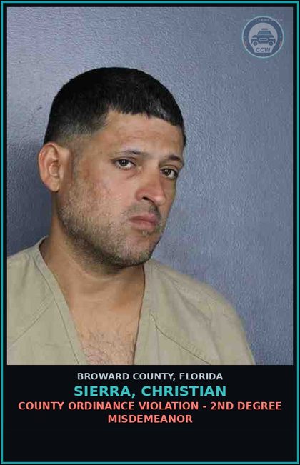 CCW arrest card for SIERRA, CHRISTIAN in Broward County: EXPOSURE OF s3xual ORGANS - 1ST OFFENSE