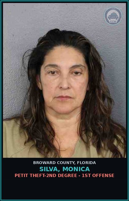 CCW arrest card for SILVA, MONICA in Broward County: PETIT THEFT-2ND DEGREE - 1ST OFFENSE