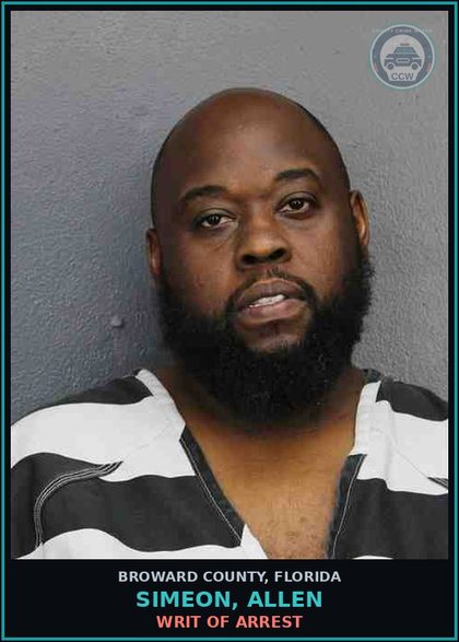 CCW arrest card for SIMEON, ALLEN in Broward County: WRIT OF ARREST