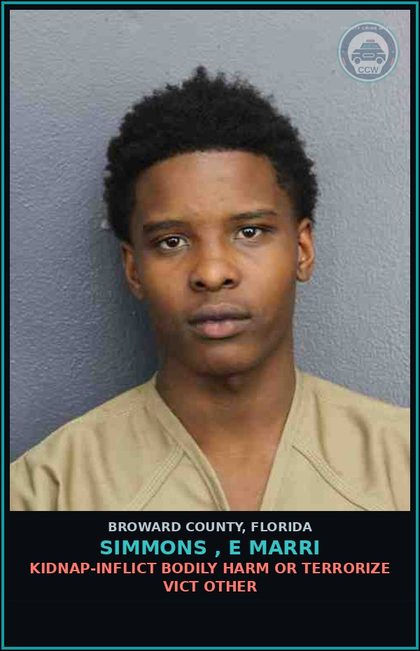 CCW arrest card for SIMMONS ,  E MARRI in Broward County: KIDNAP-INFLICT BODILY HARM OR TERRORIZE VICT OTHER