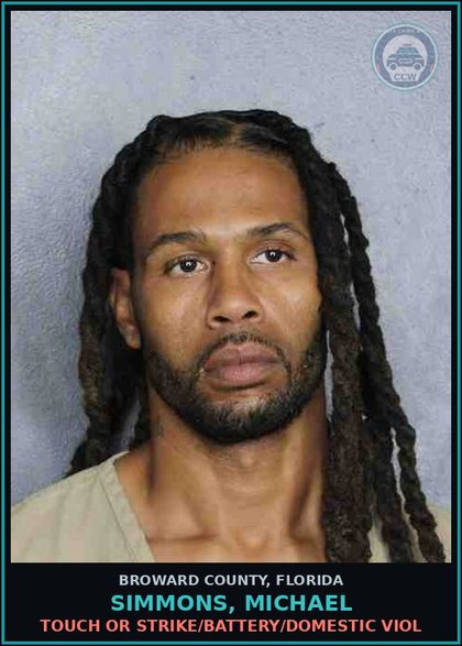 CCW arrest card for SIMMONS, MICHAEL in Broward County: TOUCH OR STRIKE/BATTERY/DOMESTIC VIOL