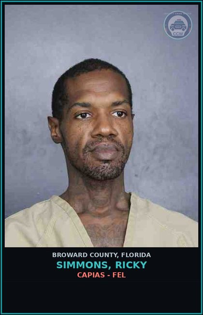 CCW arrest card for SIMMONS, RICKY in Broward County: CAPIAS - FEL