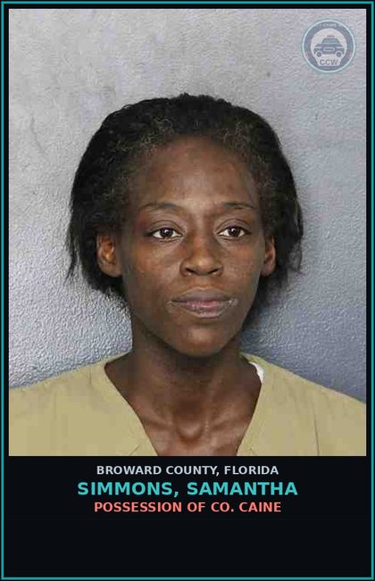 CCW arrest card for SIMMONS, SAMANTHA in Broward County: POSSESSION OF COCAINE