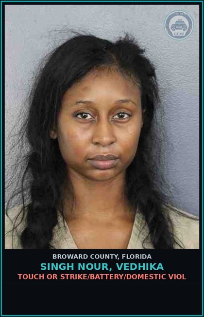 CCW arrest card for SINGH NOUR, VEDHIKA in Broward County: TOUCH OR STRIKE/BATTERY/DOMESTIC VIOL