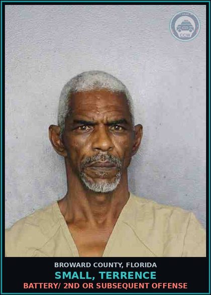 CCW arrest card for SMALL, TERRENCE in Broward County: BATTERY/ 2ND OR SUBSEQUENT OFFENSE