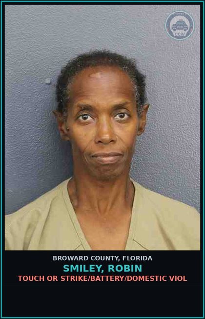 CCW arrest card for SMILEY, ROBIN in Broward County: TOUCH OR STRIKE/BATTERY/DOMESTIC VIOL