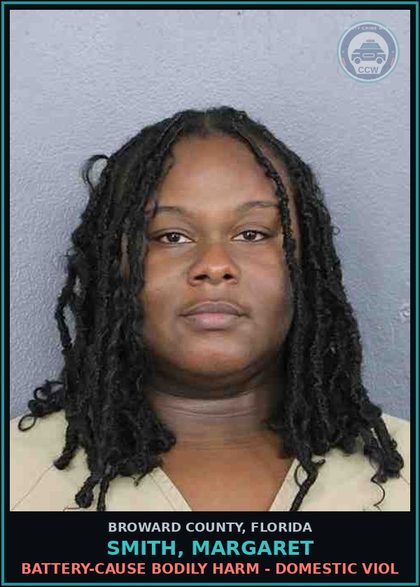 CCW arrest card for SMITH, MARGARET in Broward County: BATTERY-CAUSE BODILY HARM - DOMESTIC VIOL