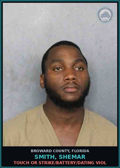 CCW arrest card for SMITH, SHEMAR in Broward County: TOUCH OR STRIKE/BATTERY/DATING VIOL