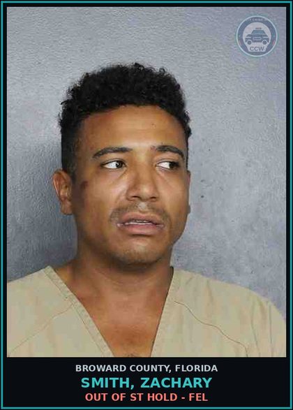 CCW arrest card for SMITH, ZACHARY in Broward County: OUT OF ST HOLD - FEL