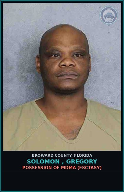 CCW arrest card for SOLOMON , GREGORY in Broward County: POSSESSION OF MDMA (ESCTASY)