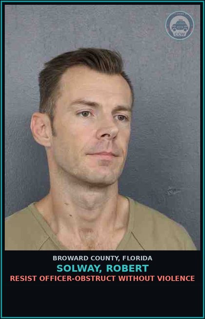 CCW arrest card for SOLWAY, ROBERT in Broward County: RECKLESS DRIVING 1ST OFF