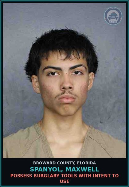 CCW arrest card for SPANYOL, MAXWELL in Broward County: LOITERING OR PROWLING