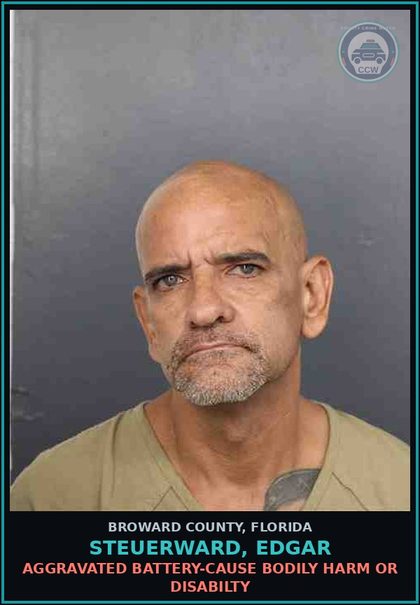 CCW arrest card for STEUERWARD, EDGAR in Broward County: s3x BATT VICTIM 18 YRS OR OLDER BY PERSON 18 YRS OR OLDER
