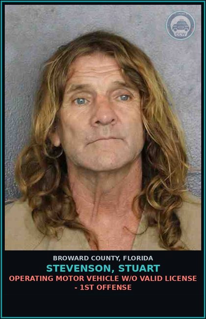 CCW arrest card for STEVENSON, STUART in Broward County: OPERATING MOTOR VEHICLE W/O VALID LICENSE - 1ST OFFENSE