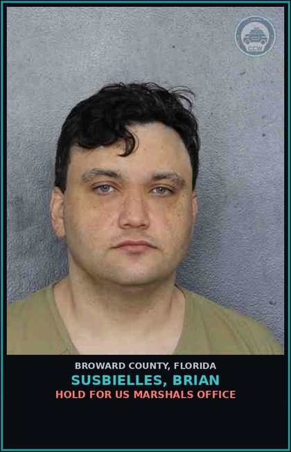 CCW arrest card for SUSBIELLES, BRIAN in Broward County: HOLD FOR US MARSHALS OFFICE