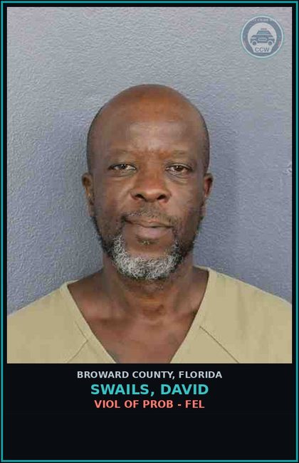 CCW arrest card for SWAILS, DAVID in Broward County: VIOL OF PROB - FEL