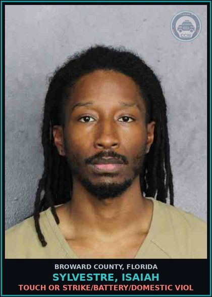 CCW arrest card for SYLVESTRE, ISAIAH in Broward County: TOUCH OR STRIKE/BATTERY/DOMESTIC VIOL
