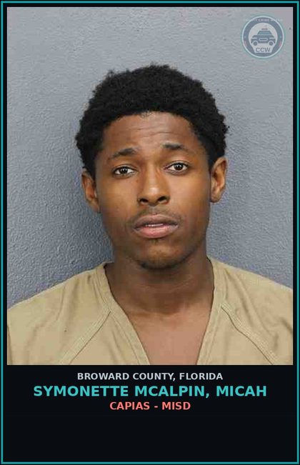 CCW arrest card for SYMONETTE MCALPIN, MICAH in Broward County: CAPIAS - MISD