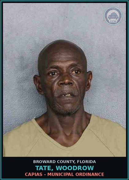 CCW arrest card for TATE, WOODROW in Broward County: CAPIAS - MUNICIPAL ORDINANCE