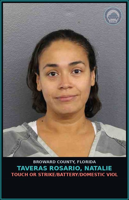 CCW arrest card for TAVERAS ROSARIO, NATALIE in Broward County: TOUCH OR STRIKE/BATTERY/DOMESTIC VIOL