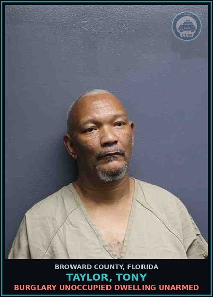 CCW arrest card for TAYLOR, TONY in Broward County: BURGLARY UNOCCUPIED DWELLING UNARMED