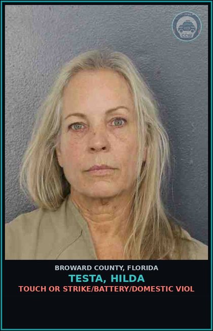 CCW arrest card for TESTA, HILDA in Broward County: TOUCH OR STRIKE/BATTERY/DOMESTIC VIOL