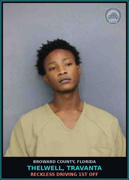 CCW arrest card for THELWELL, TRAVANTA in Broward County: RECKLESS DRIVING 1ST OFF