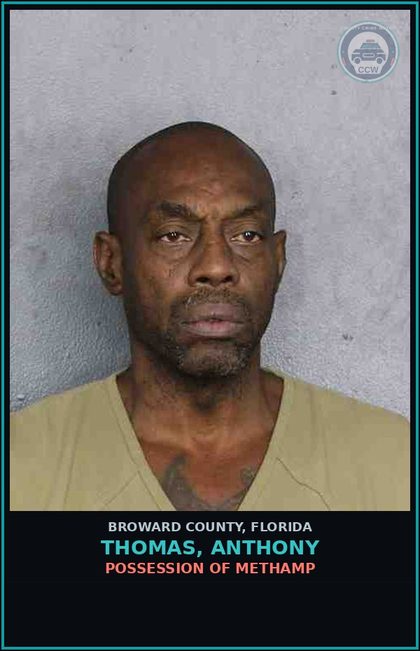 CCW arrest card for THOMAS, ANTHONY in Broward County: POSSESSION OF Methamp