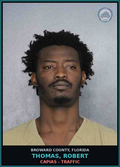 CCW arrest card for THOMAS, ROBERT in Broward County: CAPIAS - TRAFFIC