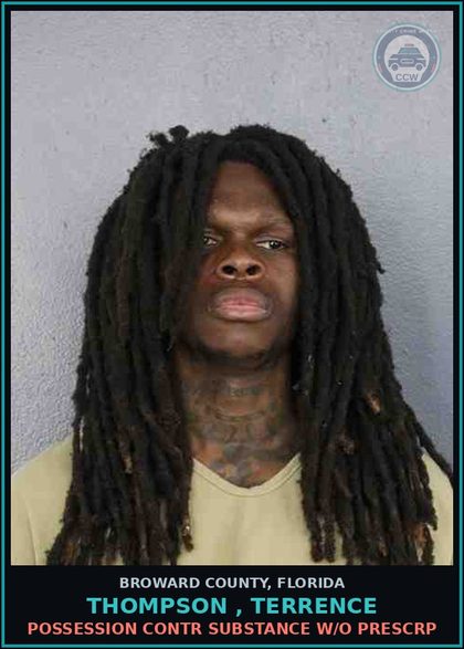 CCW arrest card for THOMPSON , TERRENCE in Broward County: POSSESSION contr substance W/O PRESCRIPTION