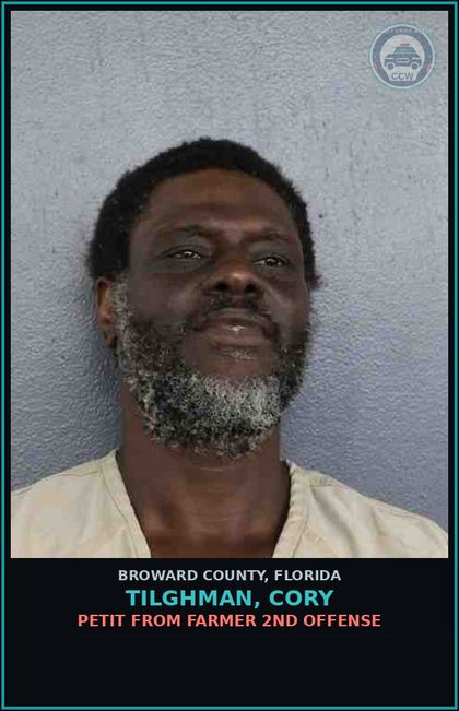 CCW arrest card for TILGHMAN, CORY in Broward County: PETIT FROM FARMER 2ND OFFENSE
