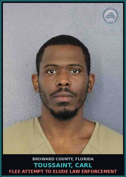 CCW arrest card for TOUSSAINT, CARL in Broward County: FLEE ATTEMPT TO ELUDE LAW ENFORCEMENT