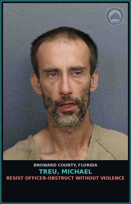 CCW arrest card for TREU, MICHAEL in Broward County: LOITERING OR PROWLING