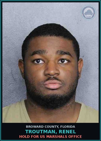 CCW arrest card for TROUTMAN, RENEL in Broward County: HOLD FOR US MARSHALS OFFICE