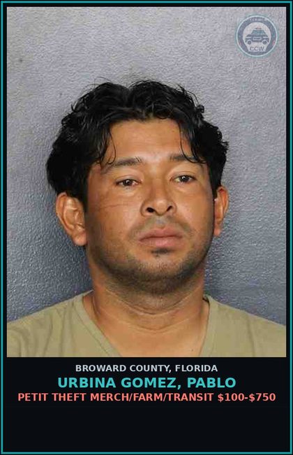 CCW arrest card for URBINA GOMEZ, PABLO in Broward County: CAPIAS - MISD
