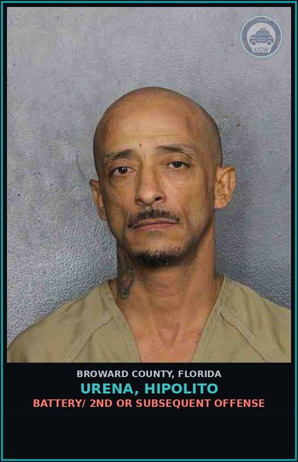 CCW arrest card for URENA, HIPOLITO in Broward County: BATTERY/ 2ND OR SUBSEQUENT OFFENSE