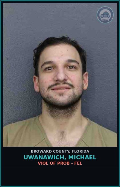 CCW arrest card for UWANAWICH, MICHAEL in Broward County: VIOL OF PROB - FEL