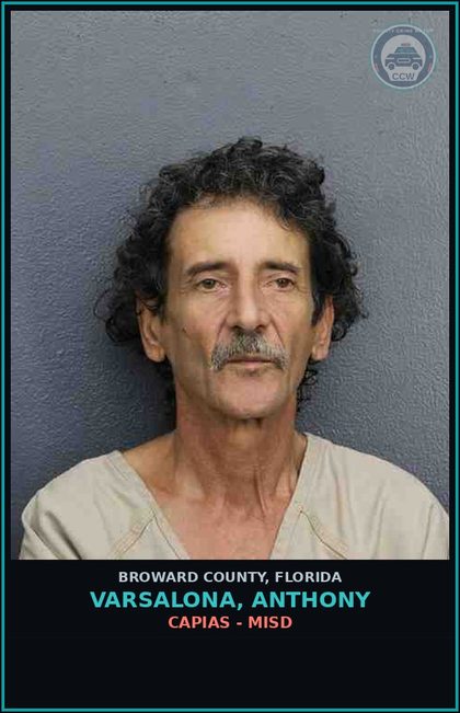 CCW arrest card for VARSALONA, ANTHONY in Broward County: CAPIAS - MISD
