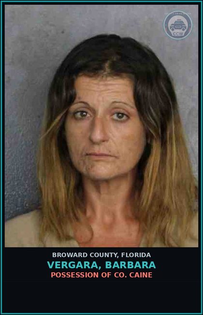CCW arrest card for VERGARA, BARBARA in Broward County: POSSESSION OF COCAINE