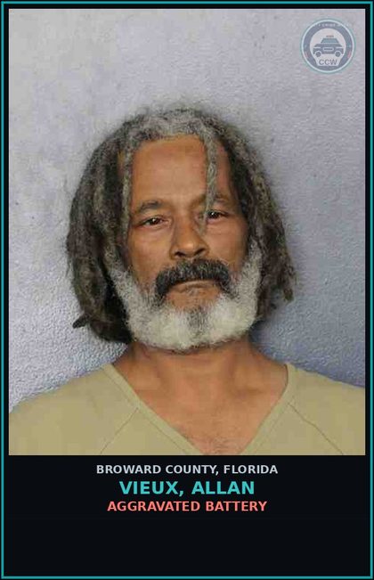 CCW arrest card for VIEUX, ALLAN in Broward County: AGGRAVATED BATTERY
