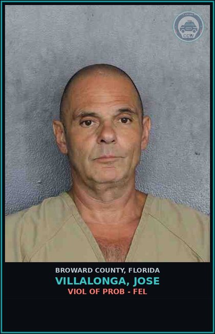 CCW arrest card for VILLALONGA, JOSE in Broward County: VIOL OF PROB - FEL