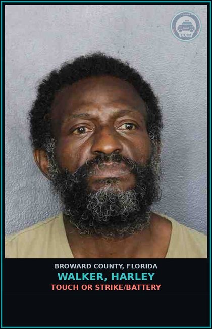 CCW arrest card for WALKER, HARLEY in Broward County: TOUCH OR STRIKE/BATTERY