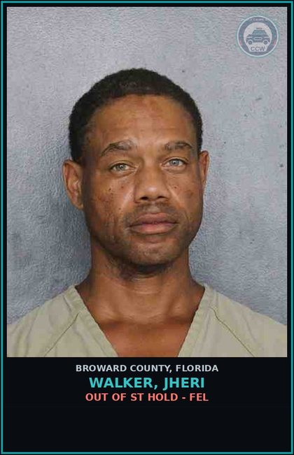 CCW arrest card for WALKER, JHERI in Broward County: OUT OF ST HOLD - FEL